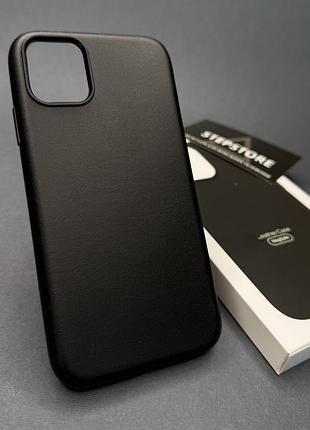 Чехол leather case для iphone 11 с без лого под кожу с закрытым низом с микрофиброй