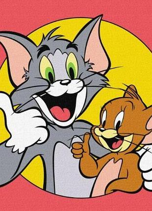 Картина за номерами для дітей "tom and jerry: разом веселіше" 25х25 см