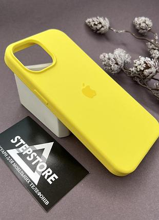 Чехол для iphone 15 silicone case квадратный с микрофиброй закрытым низом силиконовый желтый (canary yellow)