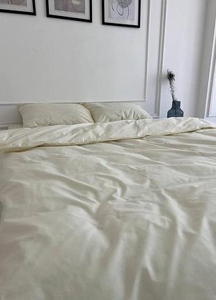 Комплект постельного белья евро бязь gold luxe /простынь на резинке/ 70*70 шампань 160