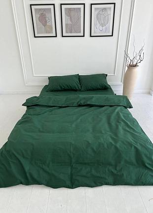 Комплект постельного белья двуспальный /простынь на резинке/ 70*70 зеленый 140