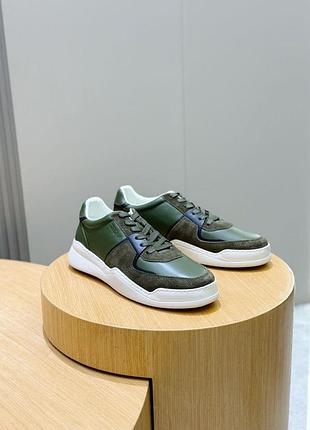 Чоловічі зелені кросівки zegna зегна шкіряні кросівки із замшею