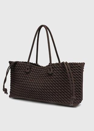 Женская плетеная сумка-шопер zara зара на плечо 38×18×9 см