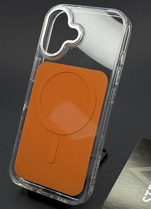 Чехол для iphone 17 clear case with magsafe с цветной крышкой и защитой на камере оранжевый (cosmic orange)