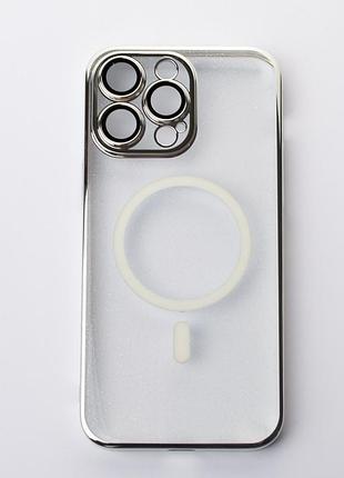 Пластиковий чохол magsafe "glitter" для iphone 15 pro срібний