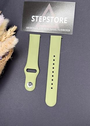 Силиконовый ремешок на кнопке для смарт-часов samsung, amazfit, huawei, garmin, haylou (20мм) 9. оливковый