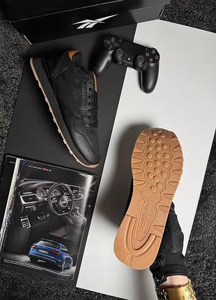 Мужские кроссовки reebok classic leather black brown