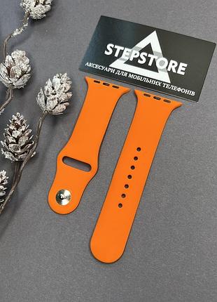 Ремінець s-m силіконовий для apple watch 42 44 45 49 ultra mm series 1 2 3 4 5 6 7 se браслет 16. жовтогарячий
