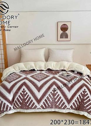 Плед на овчине в скандинавском стиле 200х230 mallory home на молнии бордово-коричневый