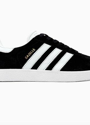 Кеды мужские черные с белым аdidas gazelle.мужские кеды адидас газель натуральный замш. 44