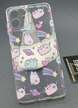 Чехол для samsung a07 (a075) прозорий с принтом пушин pusheen силиконовый противоударный закрытая камера