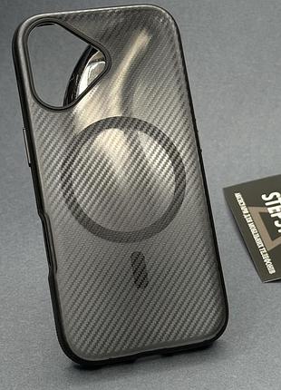 Чехол для iphone 17 из magsafe матовый с резиновым ободком затемненный с carbon