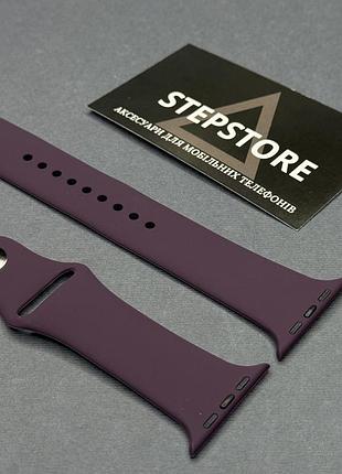 Ремінець s-m силіконовий для apple watch 38 40 41 мм series 1 2 3 5 6 7 se браслет однотонний кольоровий темно-фіолетовий