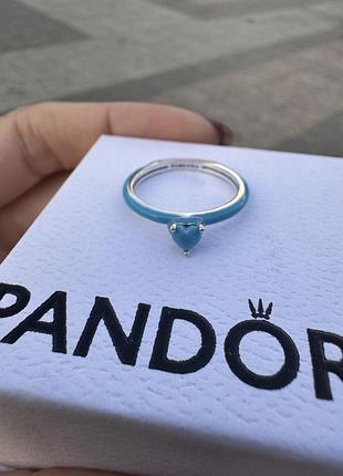 Кольцо голубое чакры пандора pandora 19