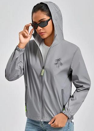 Легка тонка куртка, вітровка з капюшоном, р. xxl, наш 44-50, сірий