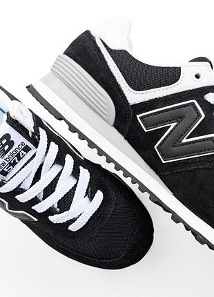Жіночі кросівки new balance 574 чорні з білим