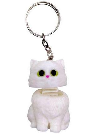 Брелок 3d печать "котик с пружиной" (белый), keychain