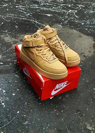 Чоловічі зимові кросівки n!ke air force 1 high коричневі/хакі 43