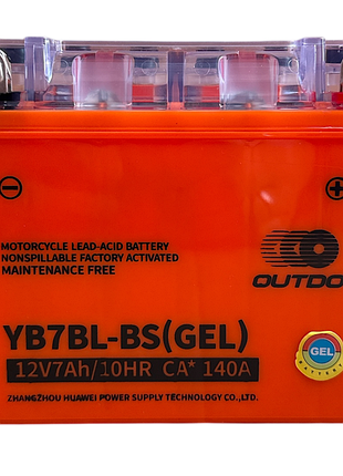 Акумулятор yb7bl-bs мото (gel) жовтогарячий outdo 147*59*128