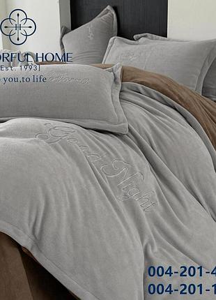 Велюровое постельное белье colorful home евро размер горчичное