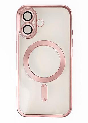 Силиконовый чехол magsafe shining matte для iphone 16 pink