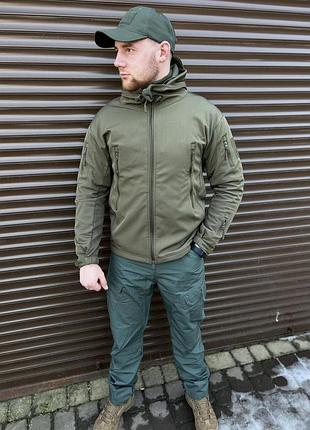 Куртка демісезонна вологостійка soft shell esdi, olive (олива) 5