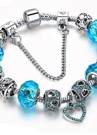 Женский браслет primolux heart с шармами - blue