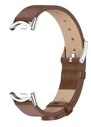 Кожаный ремешок mijobs для фитнес-браслета xiaomi smart band 10 - brown/silver