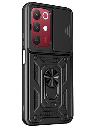 Чехол primo shockproof для realme c85 - противоударный, с подставкой и шторкой для камеры - black