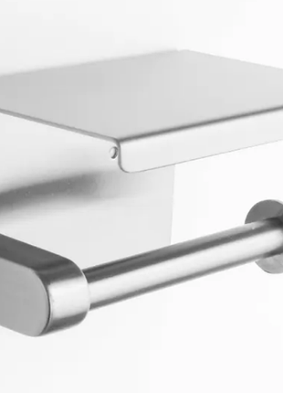 Тримач туалетного паперу primo tp01 металевий з полицею - matte silver