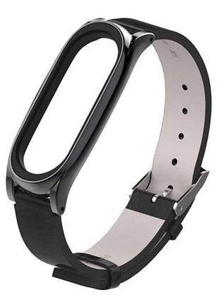 Шкіряний ремінець primo mijobs для фітнес-браслета xiaomi mi band 4 - black