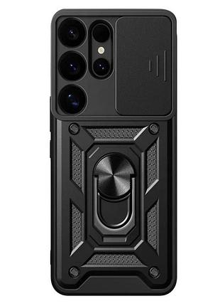 Чехол primo shockproof для samsung galaxy s26 ultra (sm-s948) - противоударный, с подставкой и шторкой для камеры - black