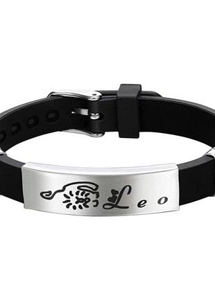 Силіконовий браслет primo zodiac - leo (лев) - black