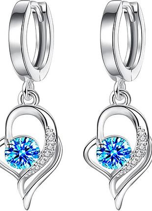 Серьги подвески primo fly heart - blue