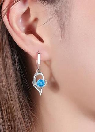 Серьги подвески primo fly heart - blue 3