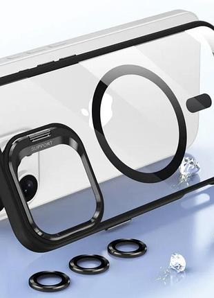 Чехол primo support magsafe для iphone 15 pro с защитой камер - black