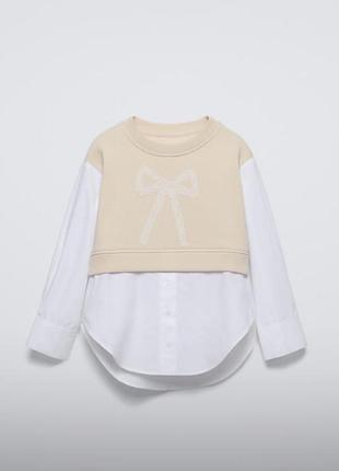 Кофта з емітацією сорочки zara 140,152 см