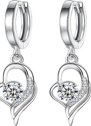 Серьги подвески primo fly heart - white