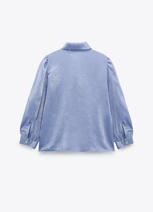 Світло-блакитна сатинова блуза zara 4