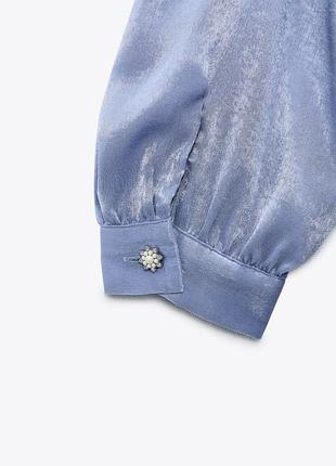 Світло-блакитна сатинова блуза zara 6