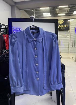 Світло-блакитна сатинова блуза zara 2