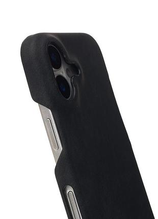 Чехол leather case для iphone 16 black 2