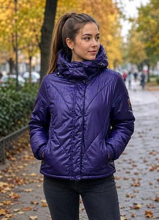 Стильная демисезонная куртка, kangol, р.8, наш 40-42, фиолетовый
