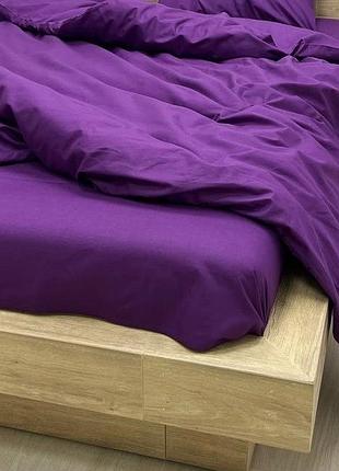 Простирадло двоспальне 200х220 бязь gold luxe баклажан