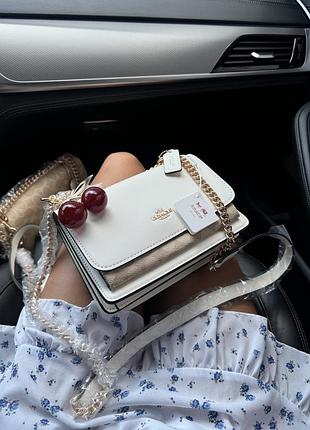 Coach signature canvas cherry charm crossbody bag with chain strap 21х15