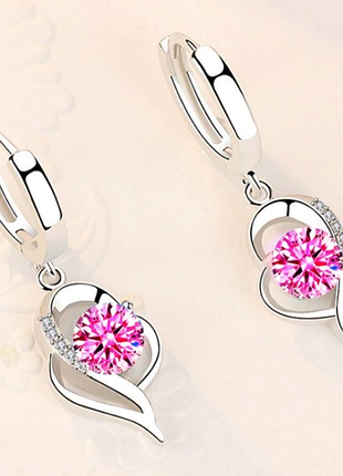 Серьги подвески primo fly heart - pink