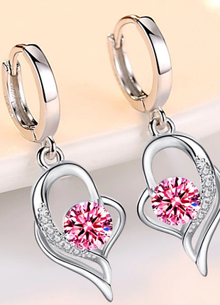 Сережки підвіски primo fly heart - pink 2