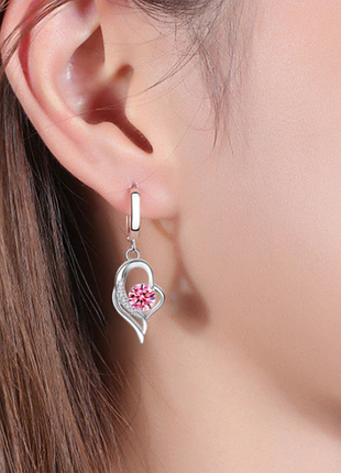 Сережки підвіски primo fly heart - pink 3