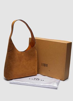 Женская с 1 основным отделением coach из ворсистой кожи коричневая 27 х 22 х 5 см