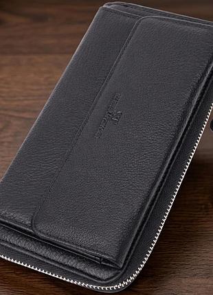 Функциональный кошелек-клатч унисекс из натуральной кожи st leather 22529 черный